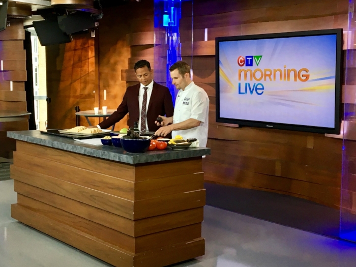 Vancouver Aquarium's Ocean Wise Executive Chef, Ned Bell, serves up some incredible avocado and toast while co-anchor Jason Pires looks on. 