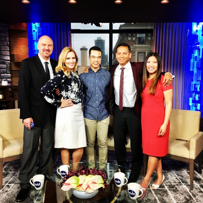 It was so amazing meeting the CTV Morning Live anchor team. From left to right: Marke Driessechen, Keri Adams, myself, Jason Pires and Kimberly Wynn. 