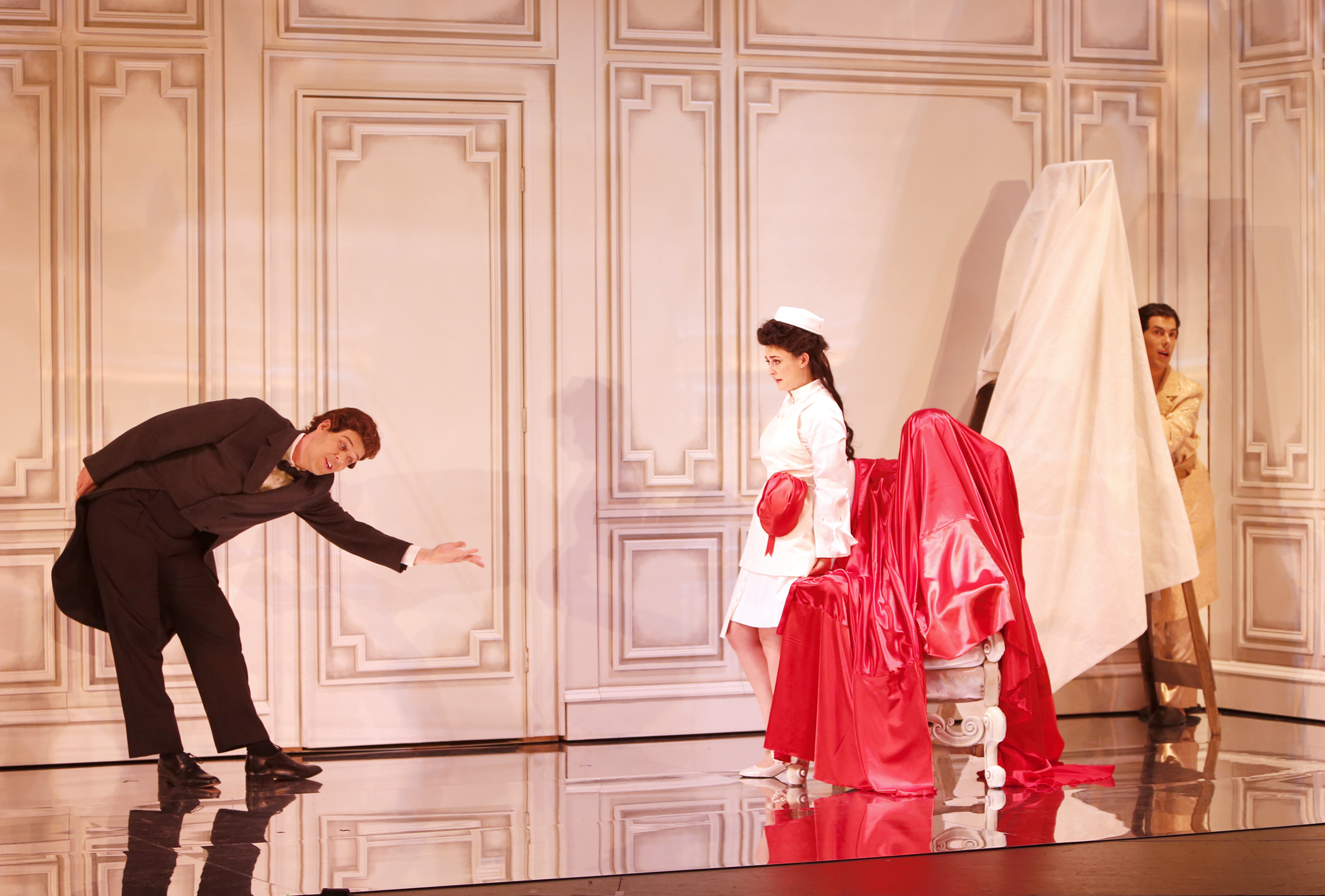 Bartolo (Ricardo Lugo), Susanna (Caitlin Wood) and Count Almaviva (Phillip Addis). Photo credit: Tim Matheson