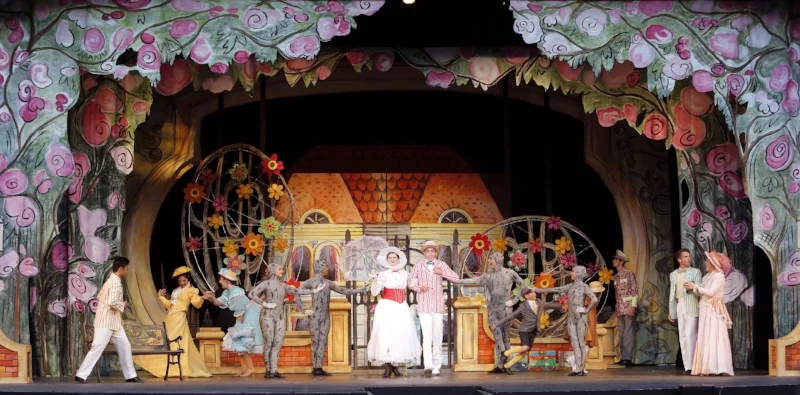 Mary Poppins (Ranae Miller) and Bert (Victor Hunter) lead the ensemble. Photo credit: Tim Matheson