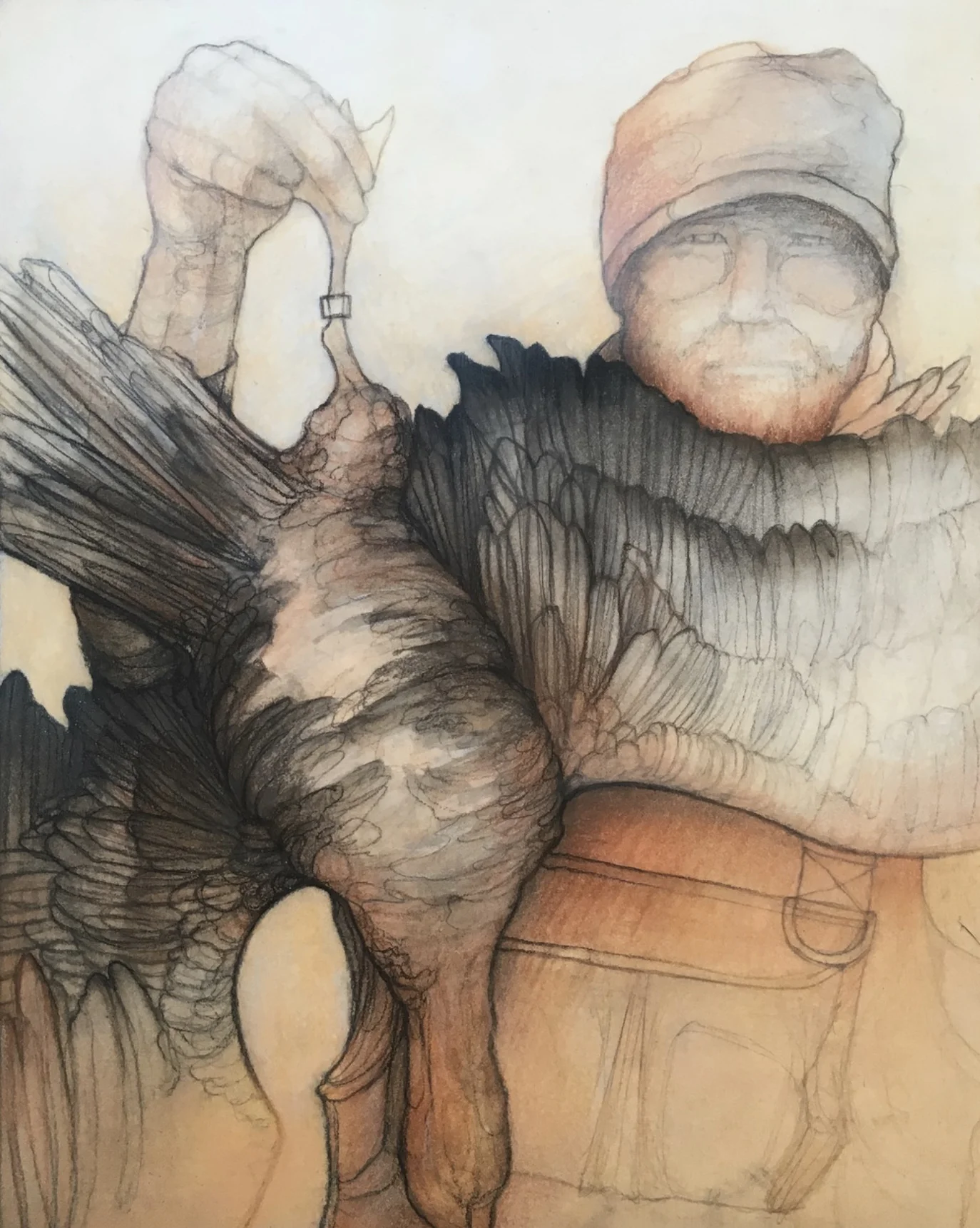 Carly Drew, "Hunt Study.” Paper mounted on panel. Watercolor, graphite, acrylic. 8 x 10in. 2016. Available. Inquire Here.