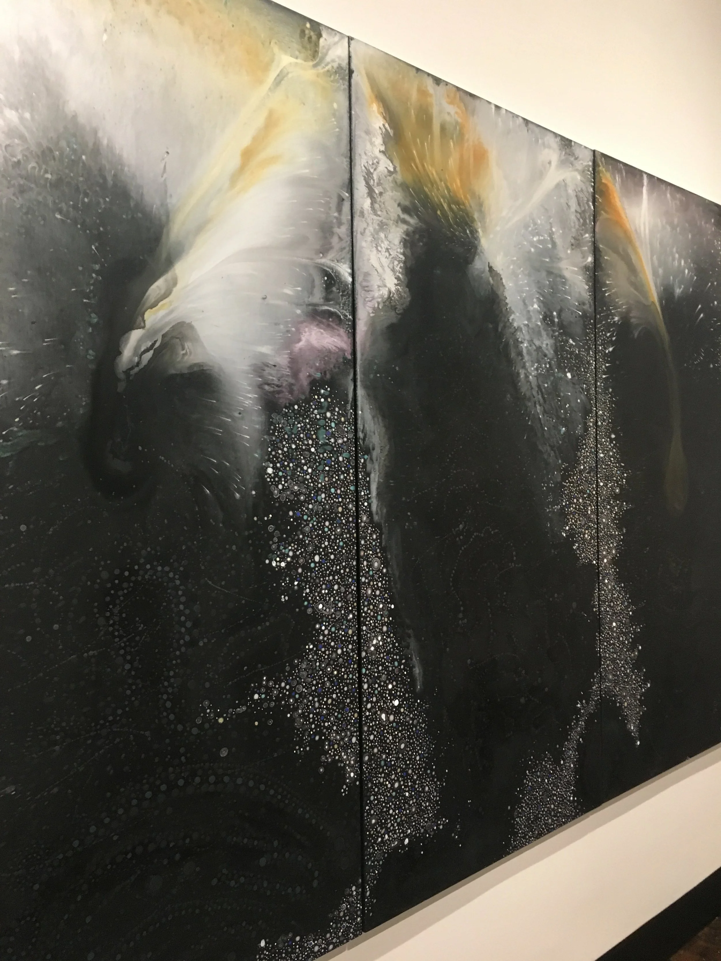 Barbara Takenaga, Black Triptych (Blaze), 2016.