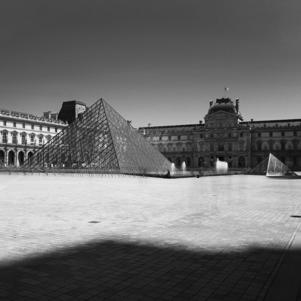 louvre pyramid and shadow