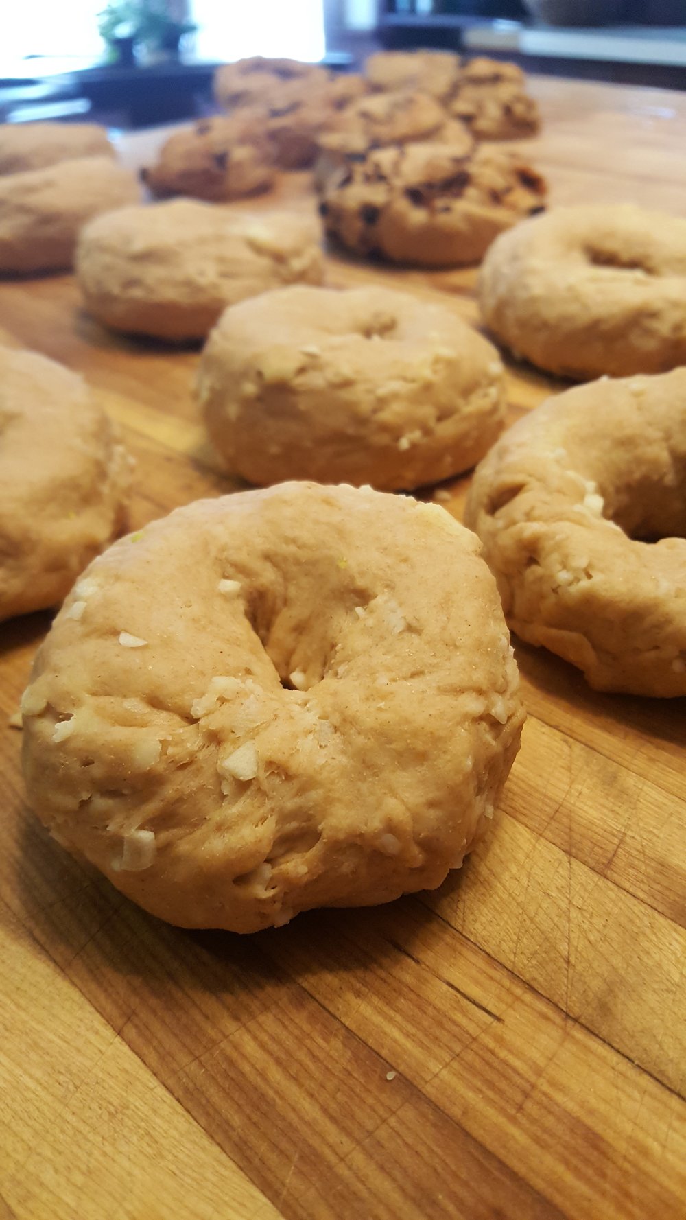  Bagels have had special ingredients added and have been formed into rings 