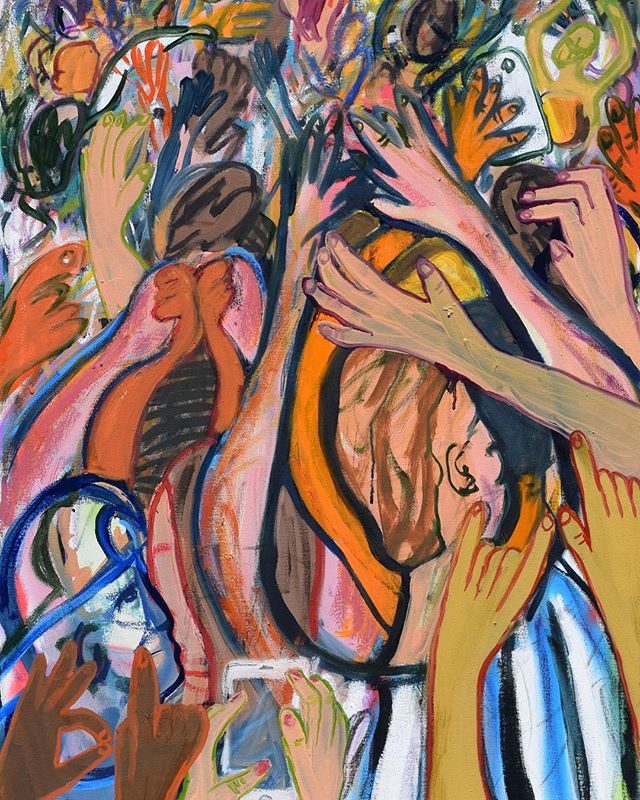 &ldquo;Hands Up&rdquo; Oil and Spray Paint on Canvas. 30x48. 2017 .
.
#art #pdxart #pnwartist #oilpainting #abstractexpressionist #pseudoexpressionist #figurative #crowds #conglomerate