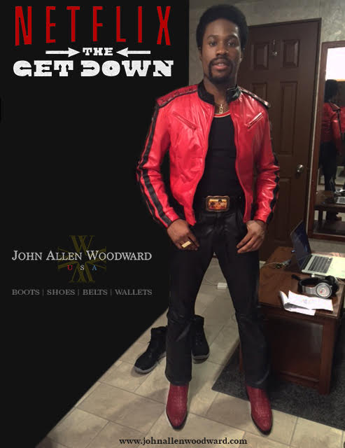 Shameik Moore showing off Woodward's boots as his character Shaolin Fantastic from The Get Down .