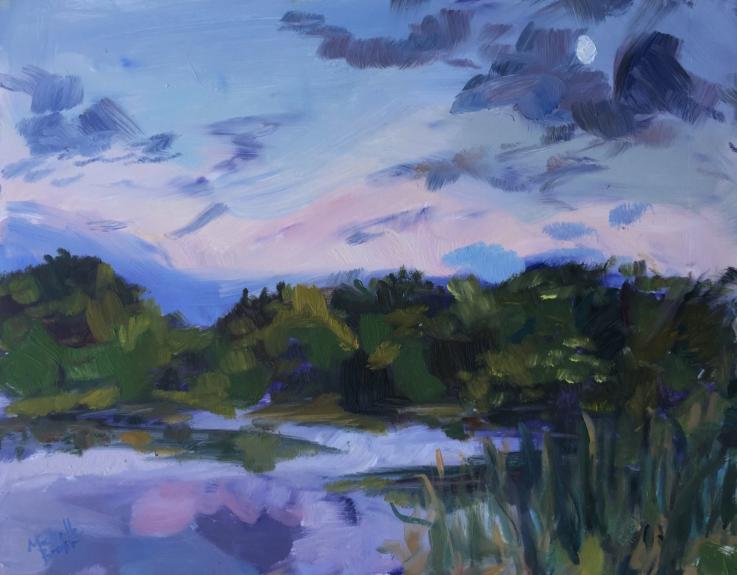 I saw the moon in evening