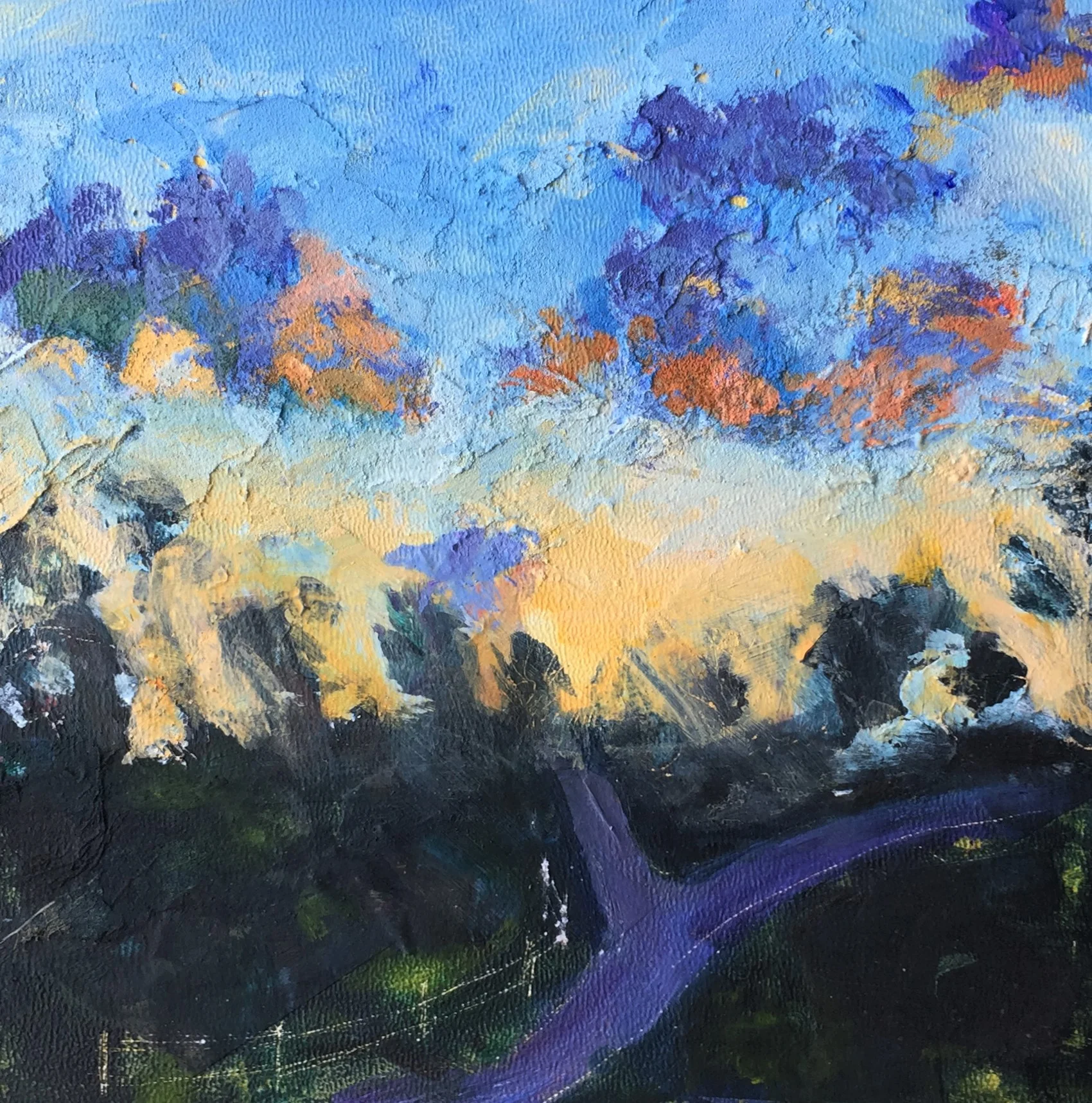 Sunset across from the pond