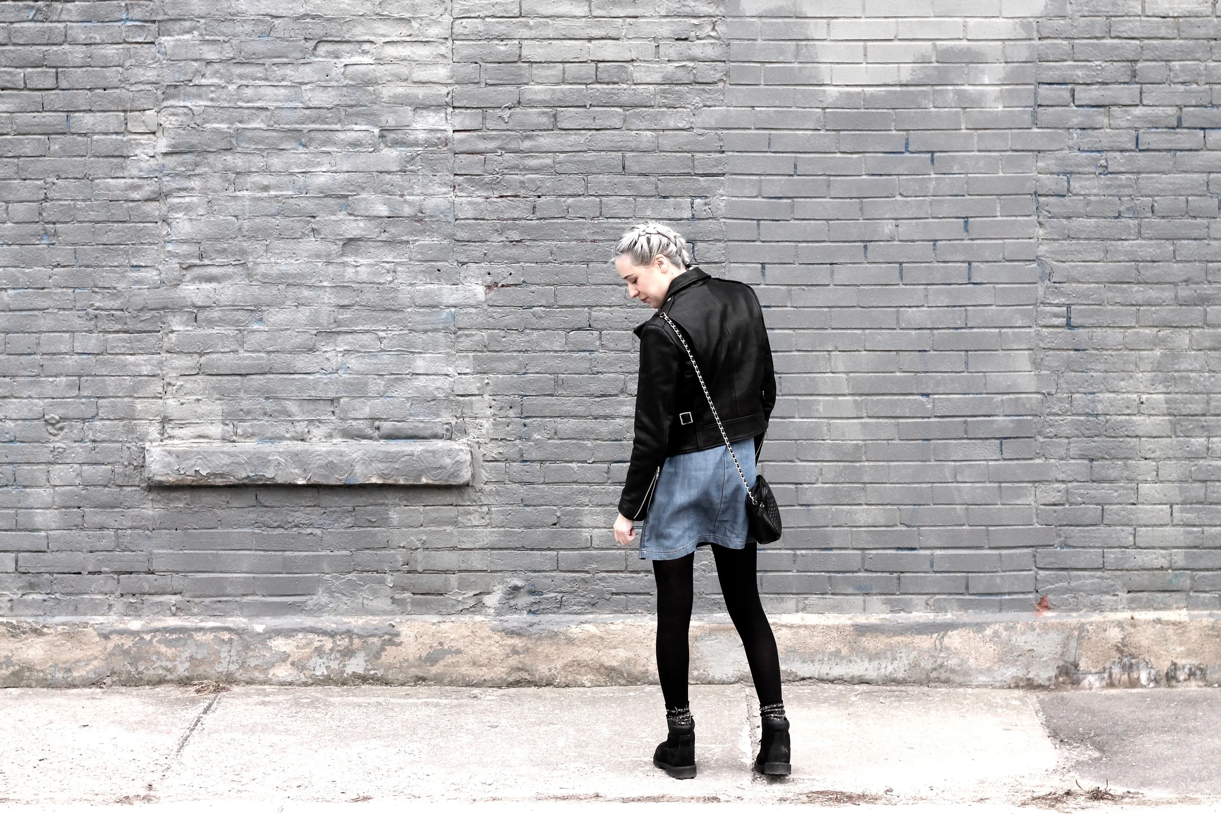 LEATHER + DENIM + TIMBS