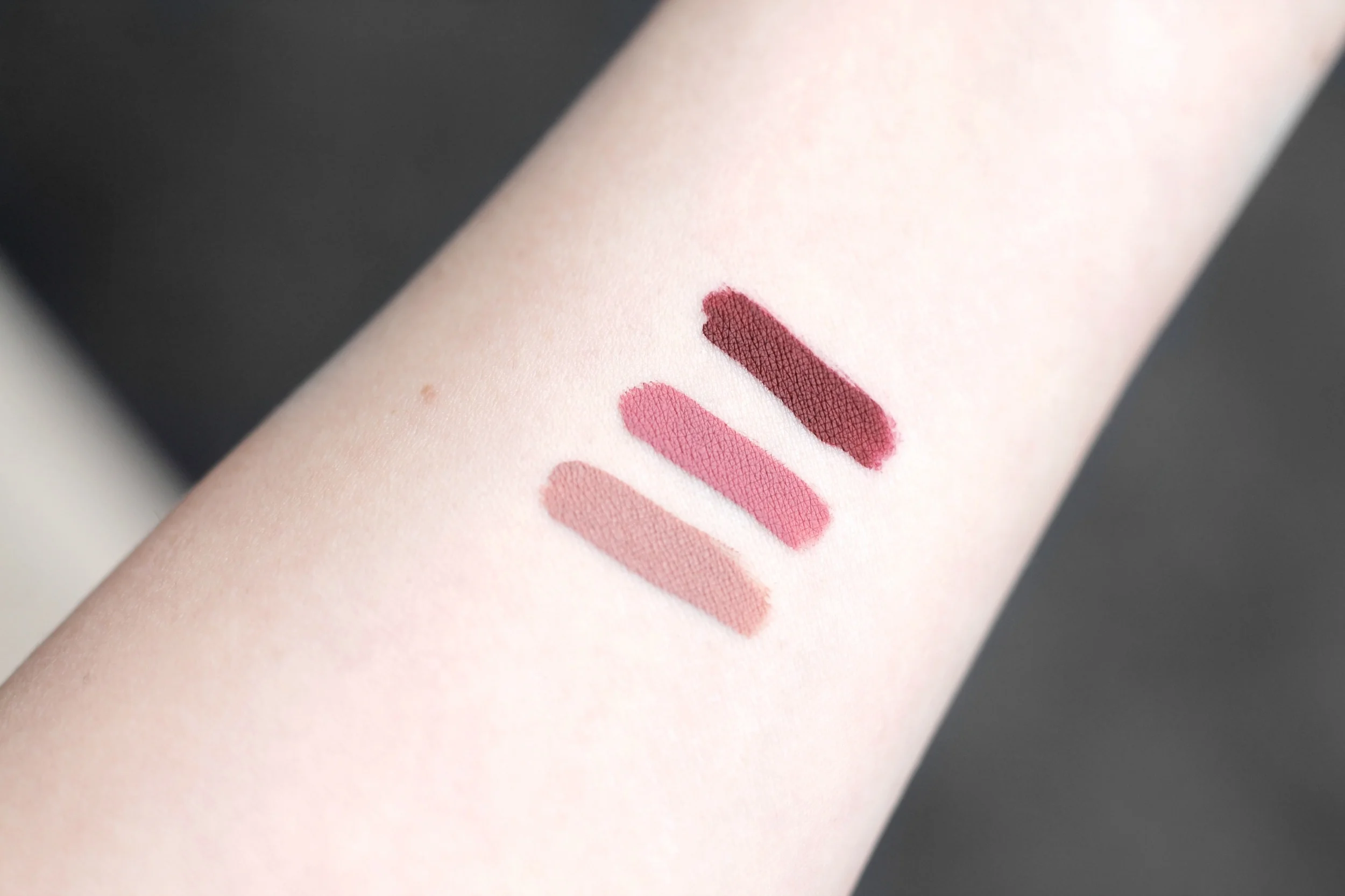 Swatched In Natural Light: Caramello, patina and ricco. (Dry swatches)