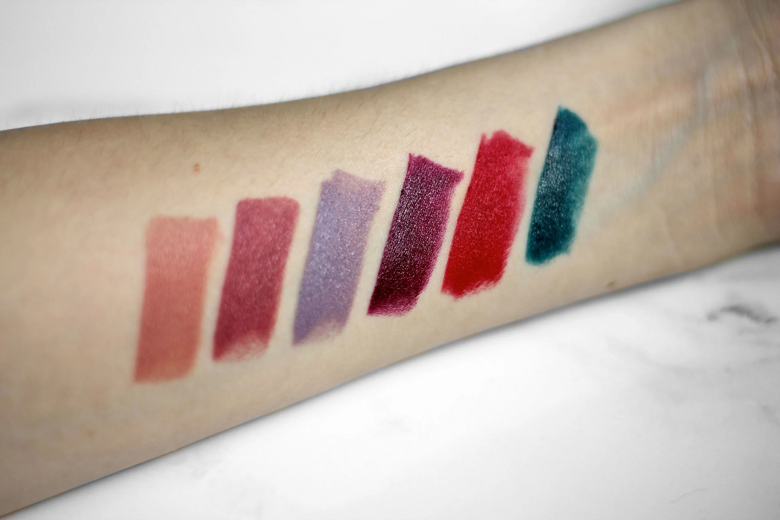 Swatched L-R: Permanent: C105, C211, C502, C506 + Limited Edition: M401 and C603.