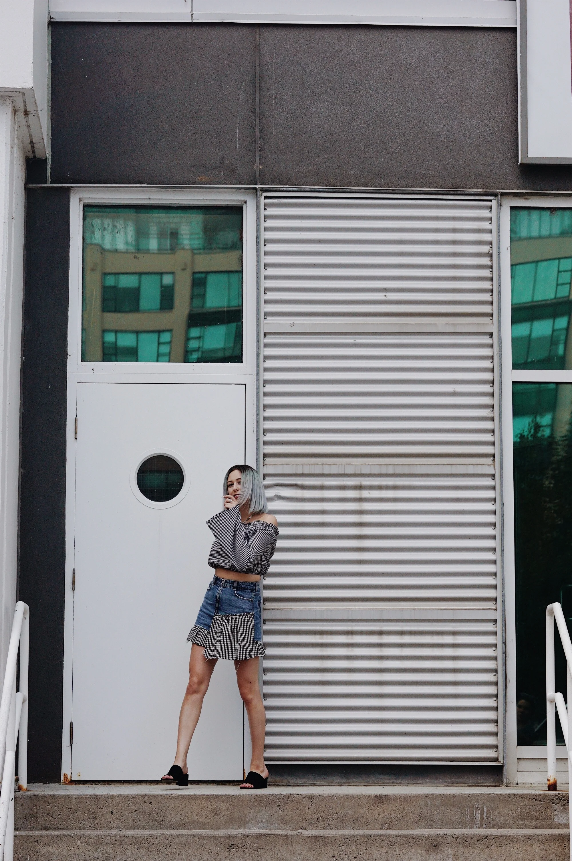 Toronto Style Blogger Bratty B wearing Gingham clothing by Missguided, Zara, and Aldo.