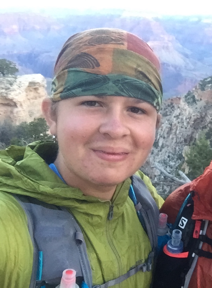 Using my Buff before an early start on a run down to Phantom Ranch and back in the Grand Canyon.