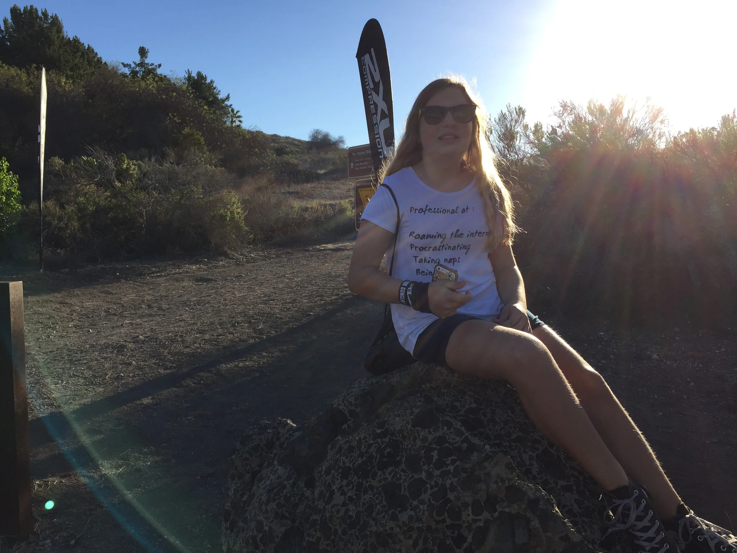 My sister hanging out at the 15 turn around!
