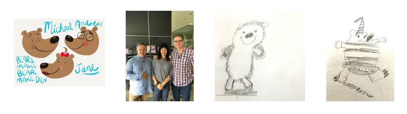 Here are some pictures form the launch of Bear Make Den, including a couple of fabulous bears drawn by students!
