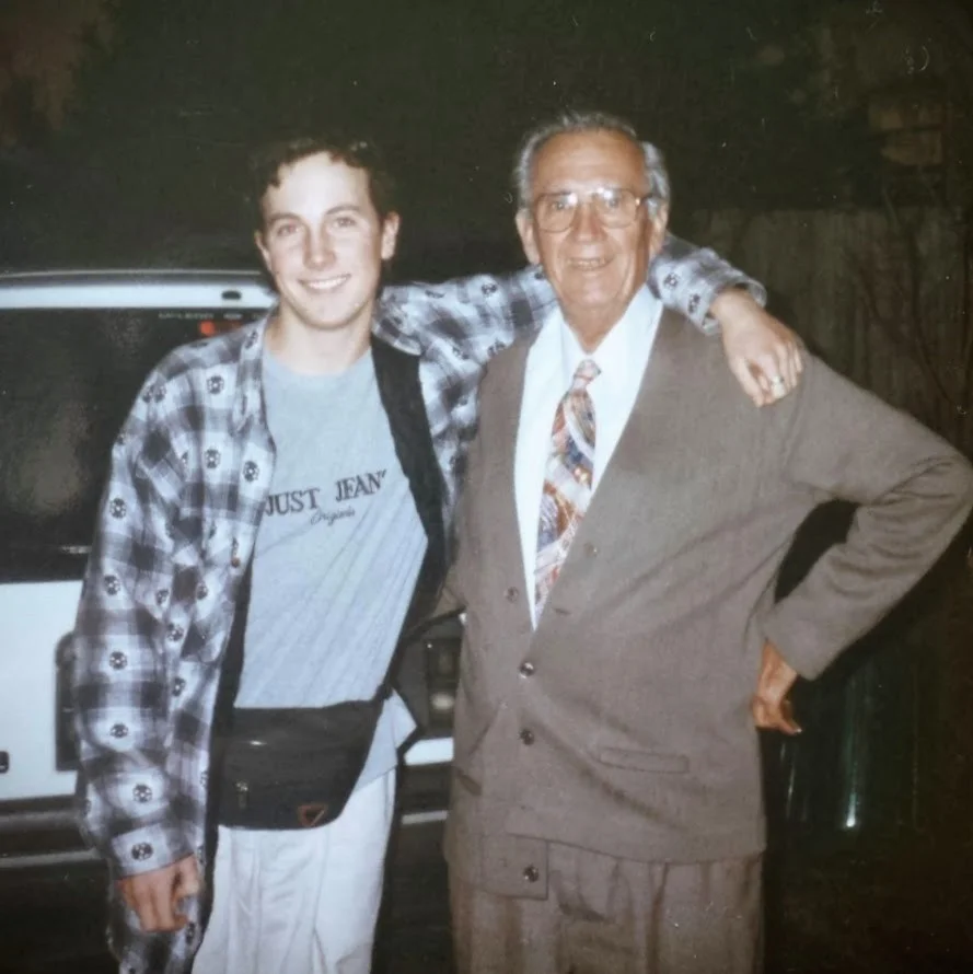 My grandfather, Ernie Mahlberg, and a much younger version of myself.