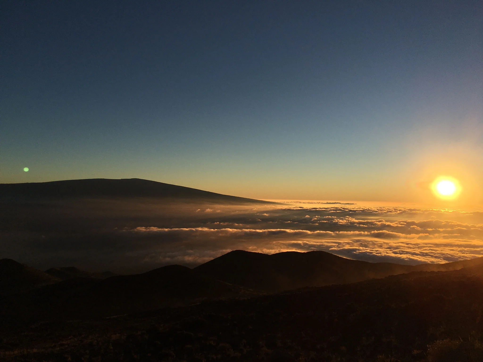 Above the clouds, sunset at Mauna Kea