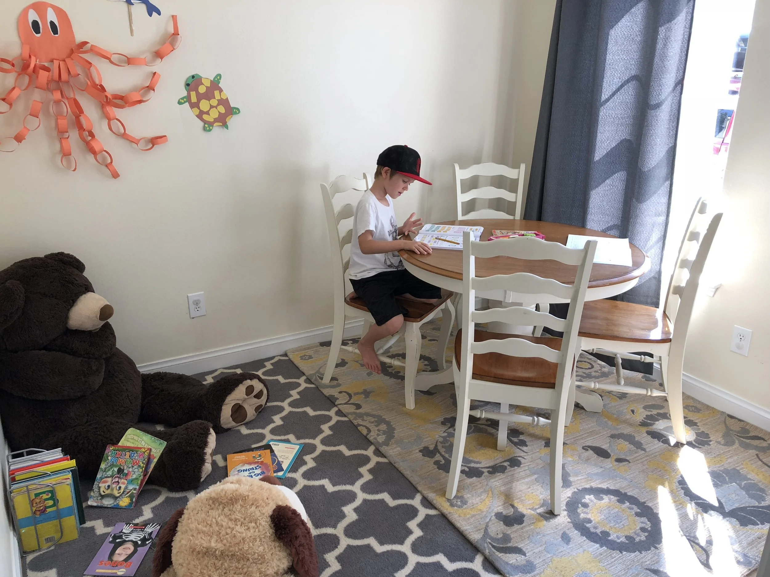 They lived in this bedroom for a while and when they moved out, we turned it into our school room. So much has already changed since I took these pictures but that’s how it was for a little while.