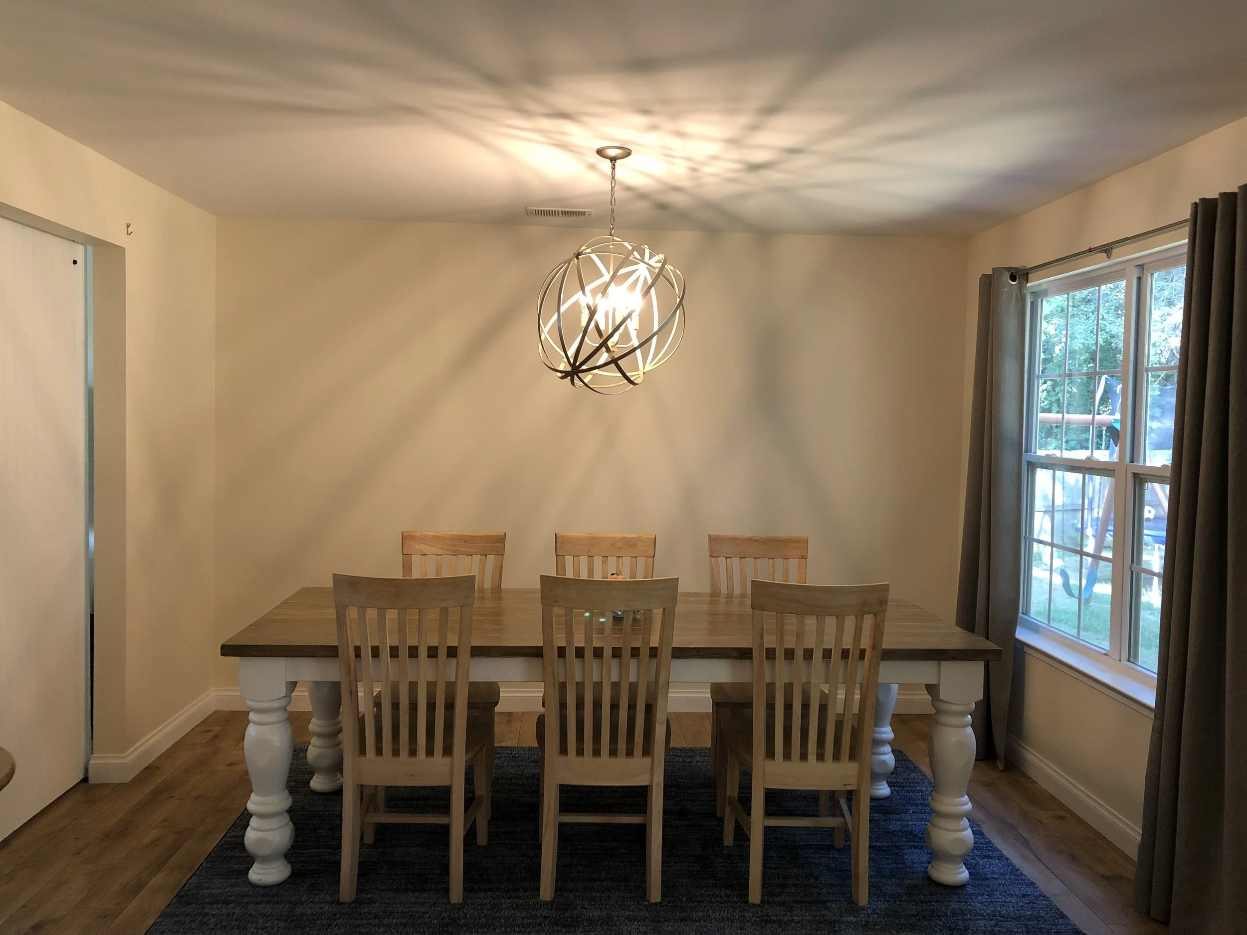 This is our thankfully spacious dinning room. I love all the memories we’ve already made in this room. From special holidays with extended family, to every day dinners with our fast, growing kiddos. We sometimes do school here, mostly have “special tea time” with either guests, or just because my sweet kids want to surprise me with something they have baked. We’ve spent endless hours coloring and building legos, playing board/card games and just sitting around talking before rushing on with our day. I love the beautiful table my wonderful husband built for us and I’m looking forward to many more sweet memories made here.