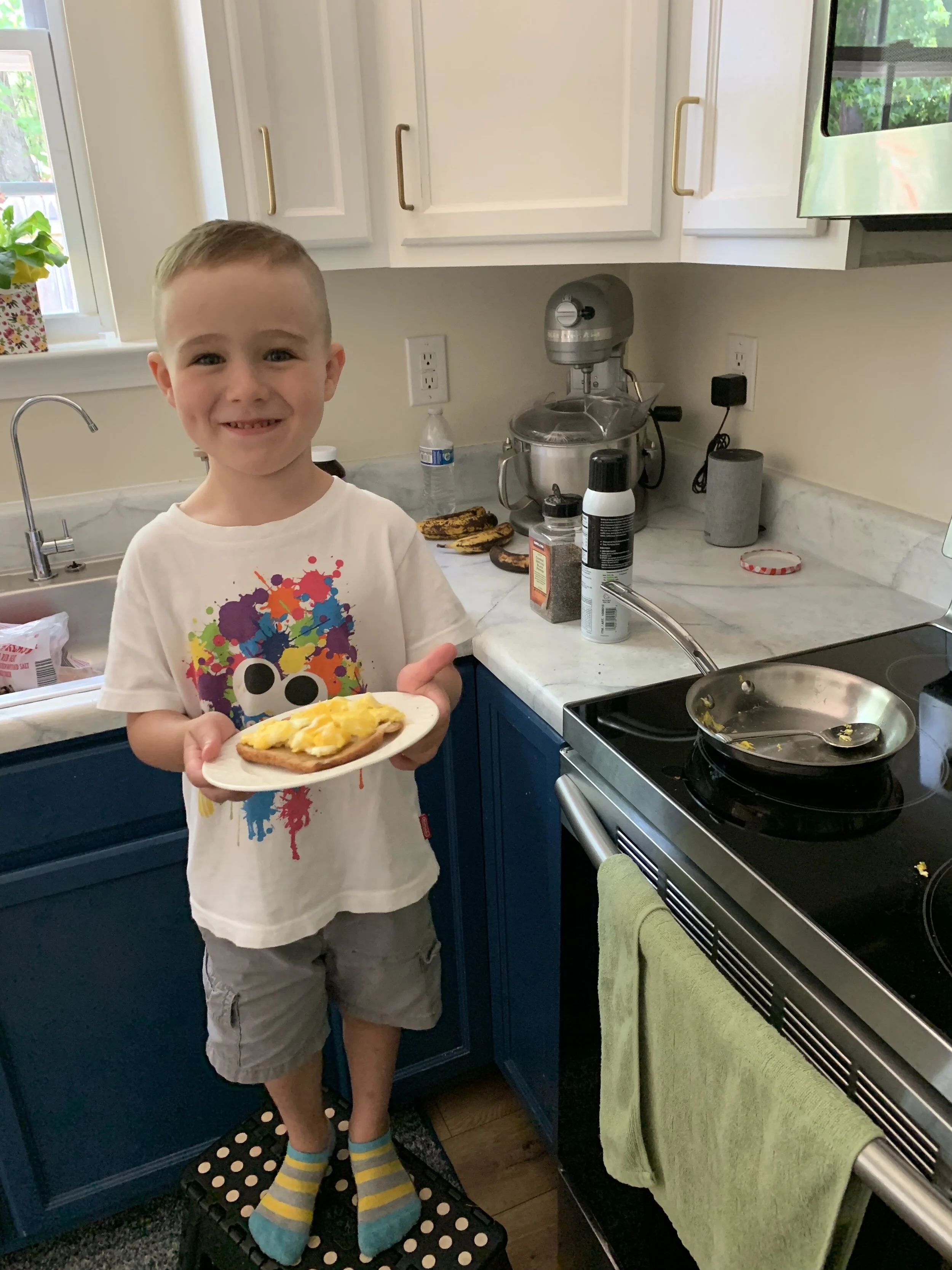 This guys knows mama well. Loves to make the two of us an egg and toast every morning and he cooks it just the way I like it!