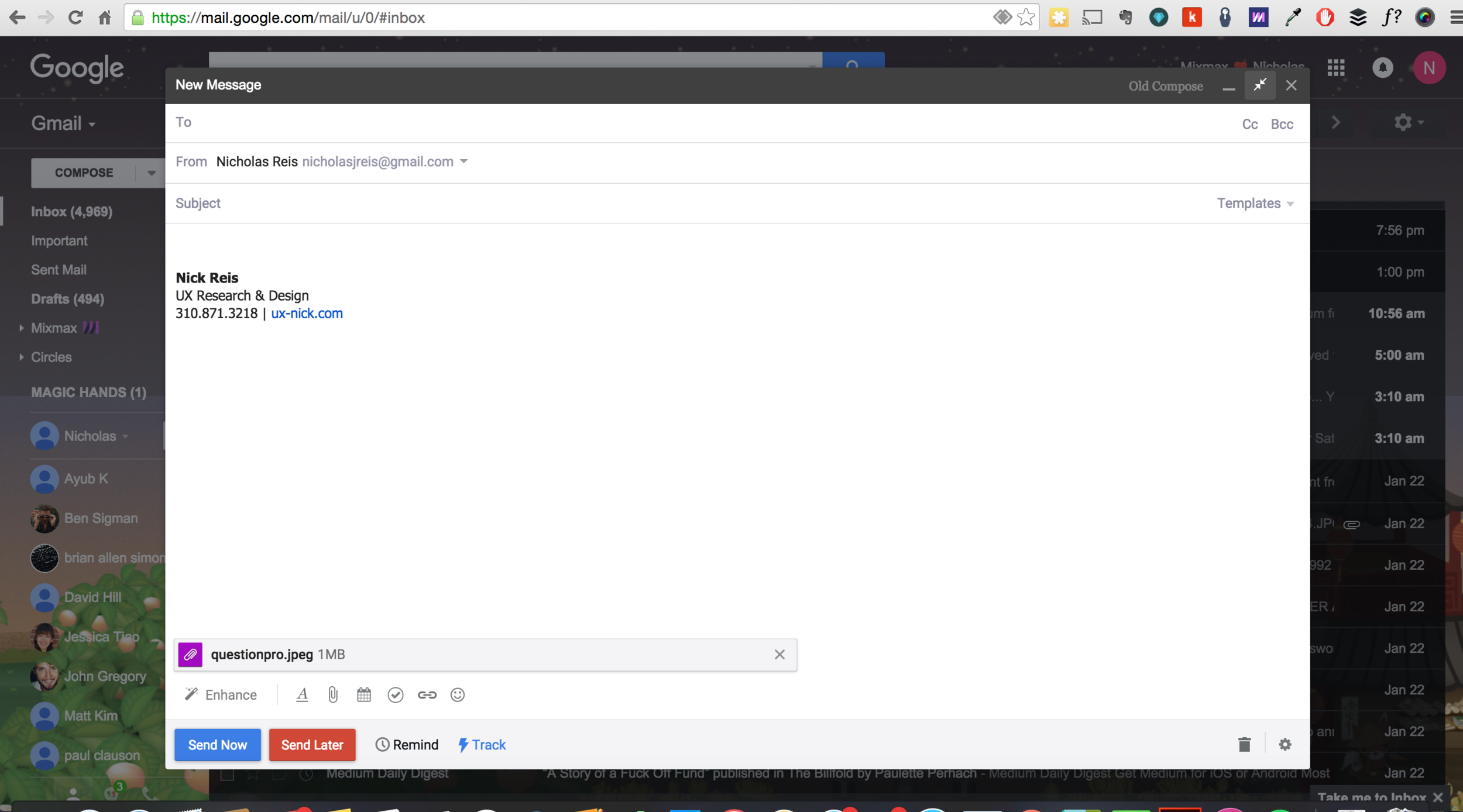 1.4 ❧ Gmail screen displays attached image