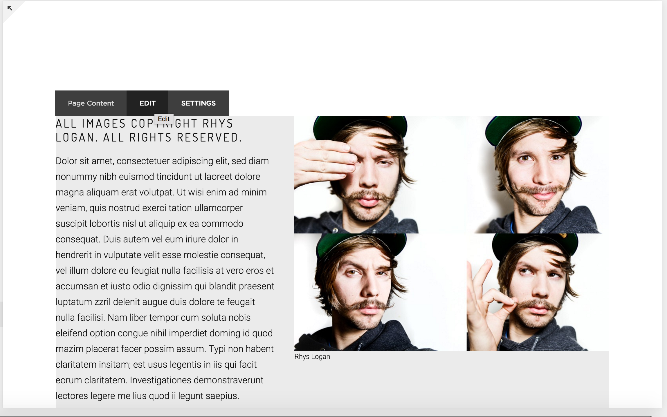 2.1 ❧ User clicks to edit page and placeholder
