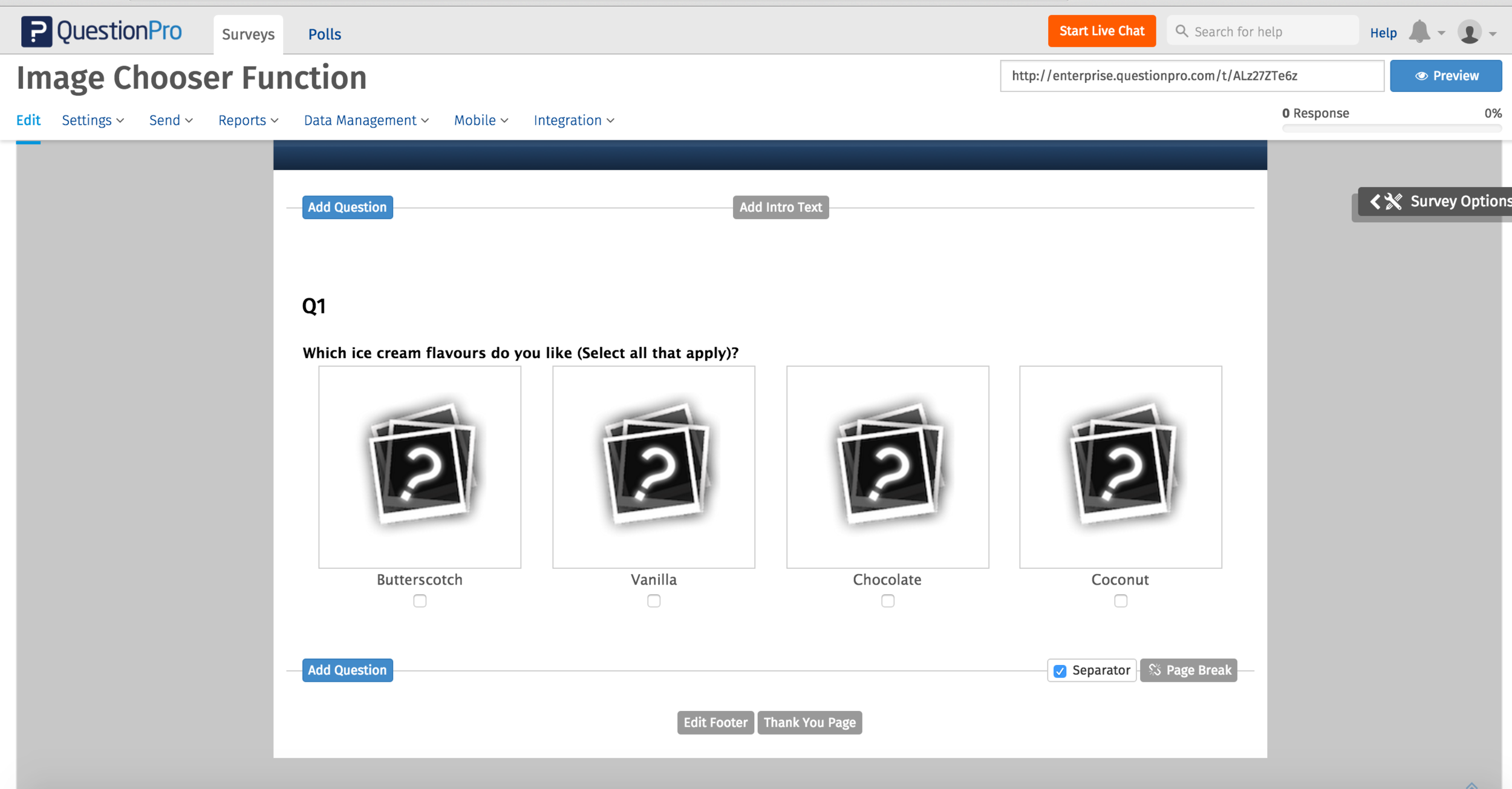 4.1 ❧ Initial QuestionPro question interface