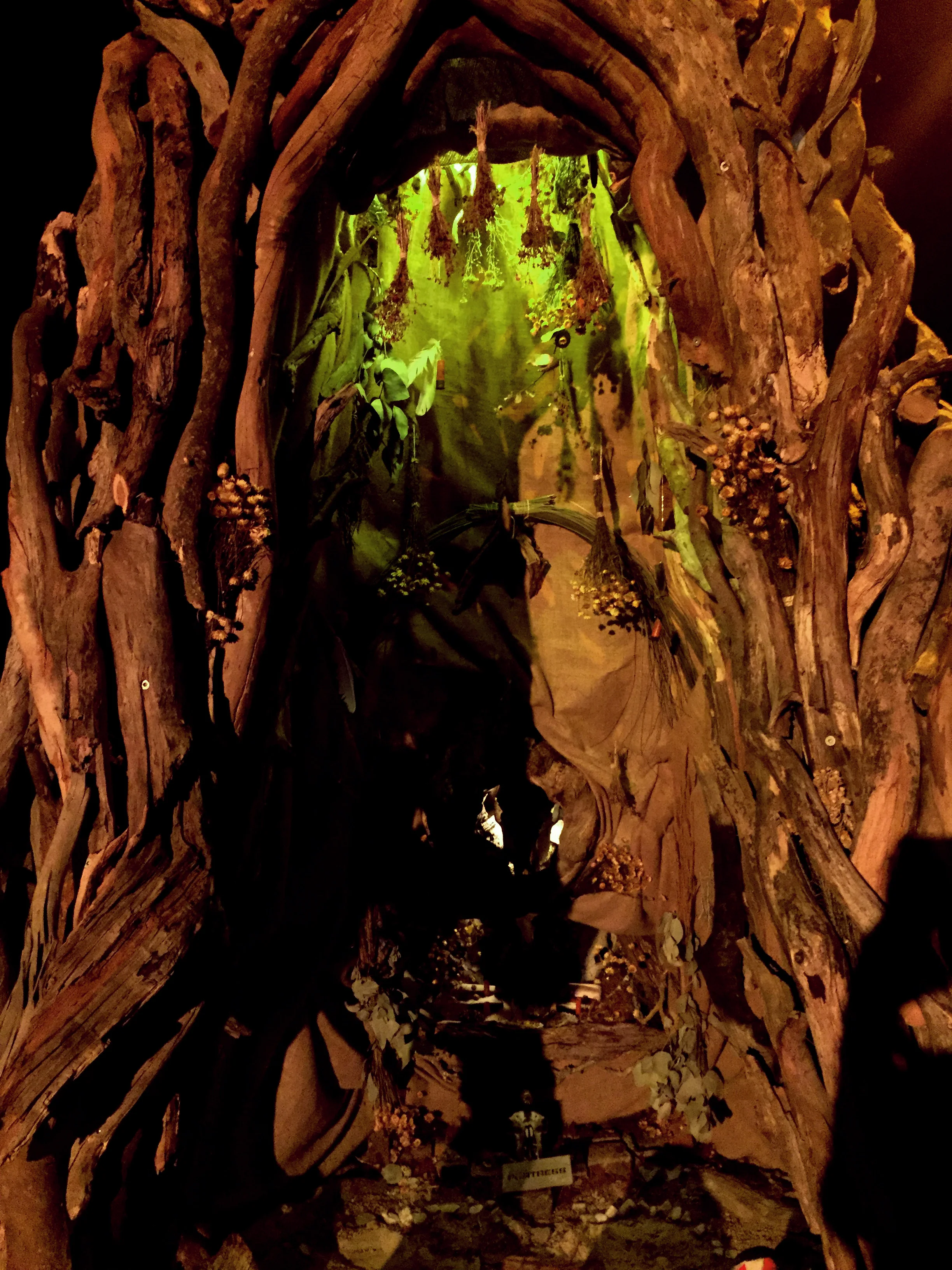 looking into the belly-sanctuary at night.