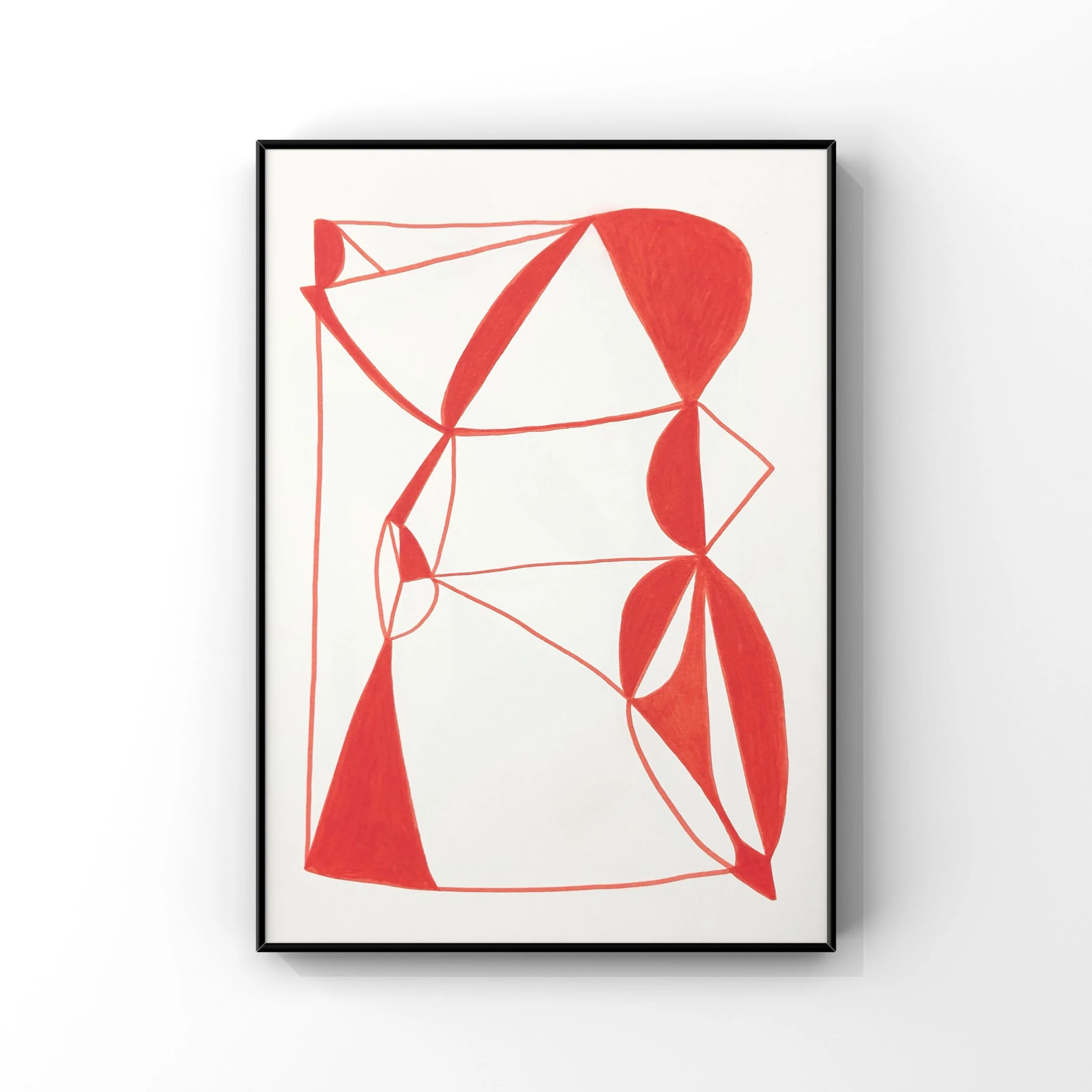 abstract red drawing in black frame