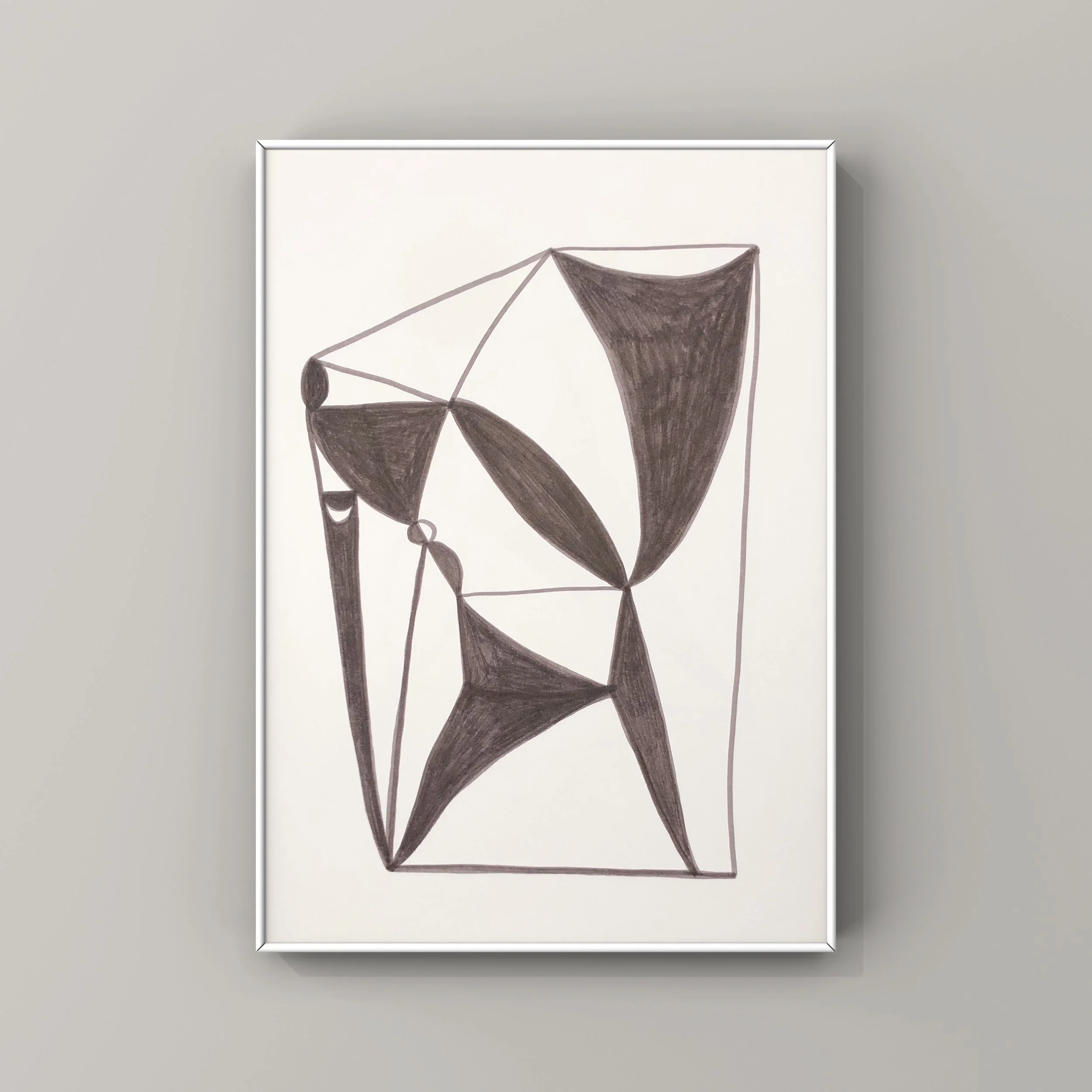 abstract drawing on paper in white frame