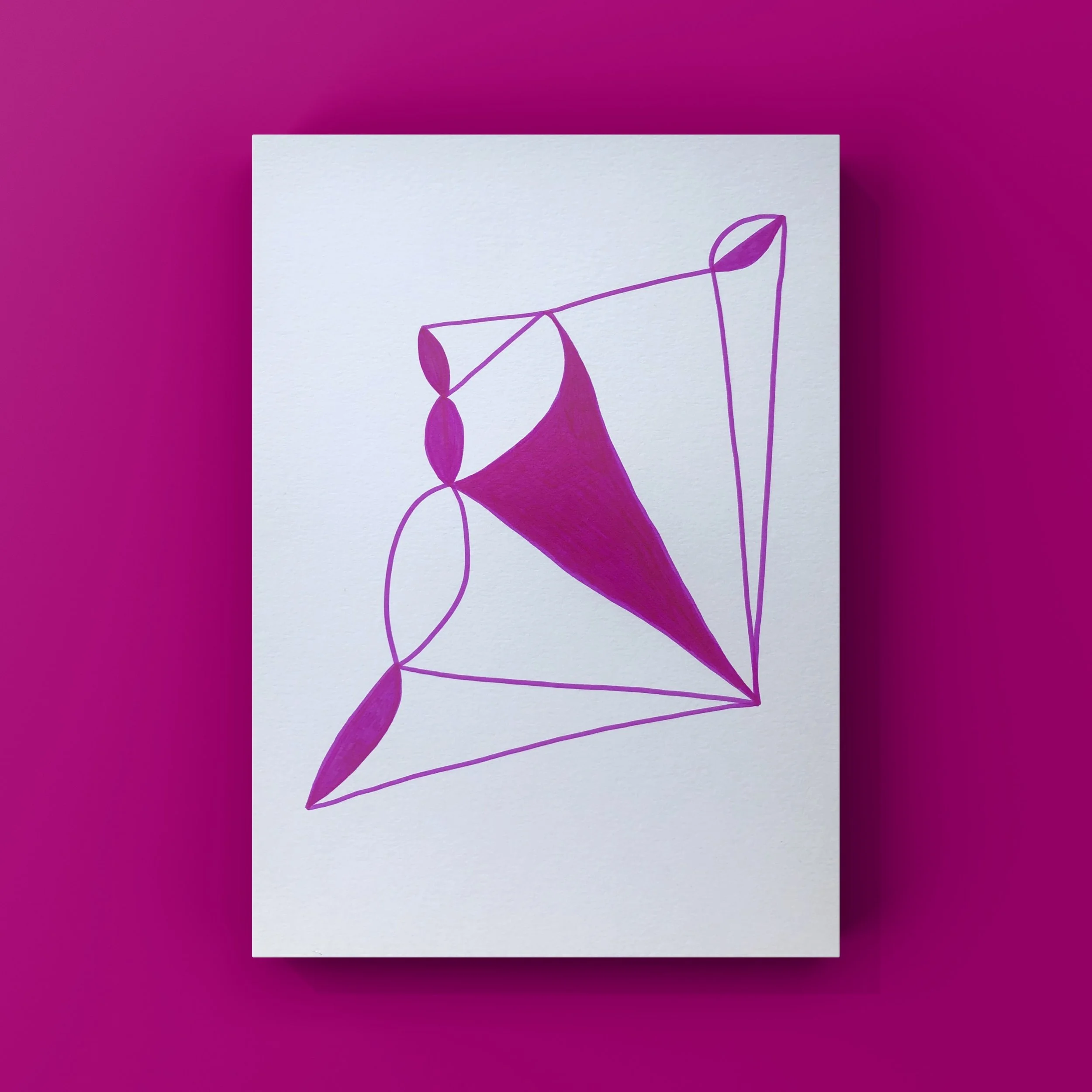 magenta abstract drawing on paper on magenta background