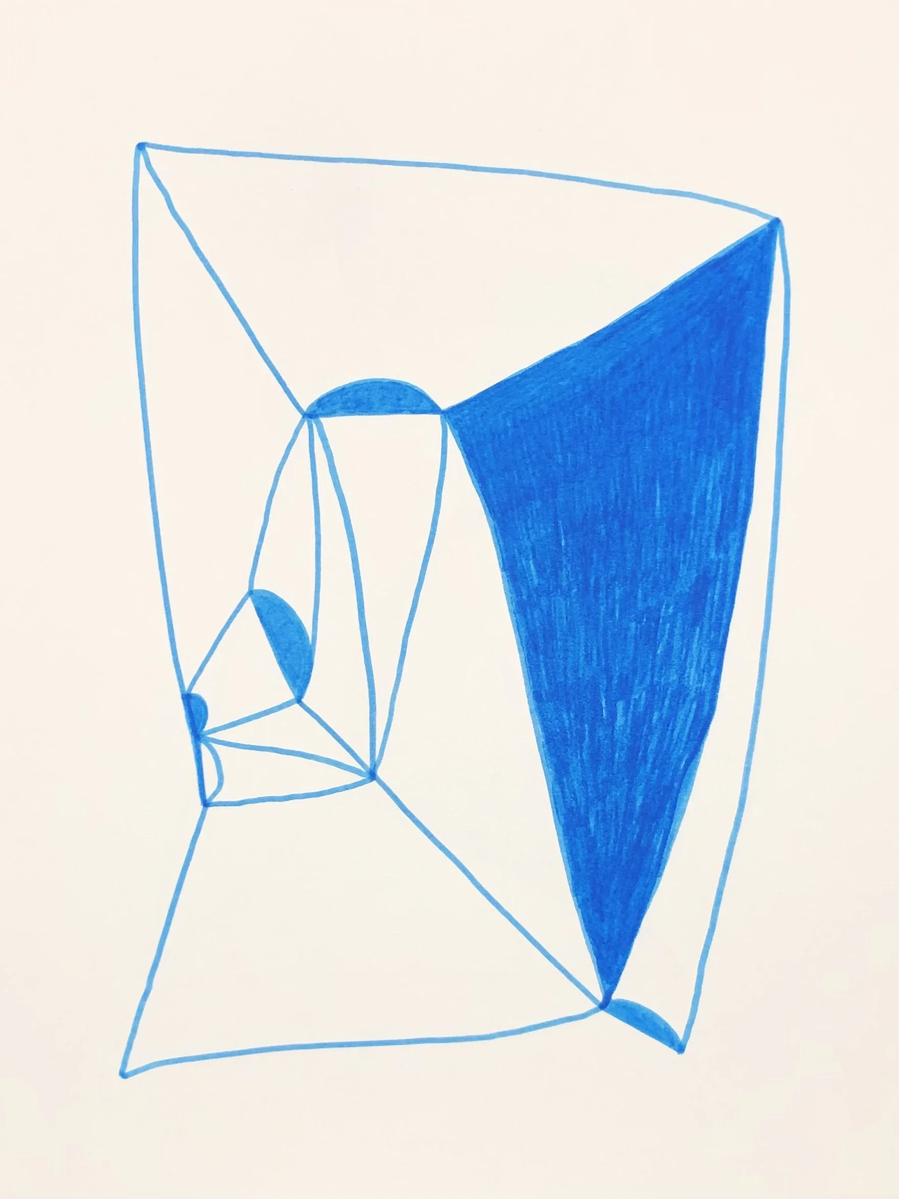Bright blue line drawing