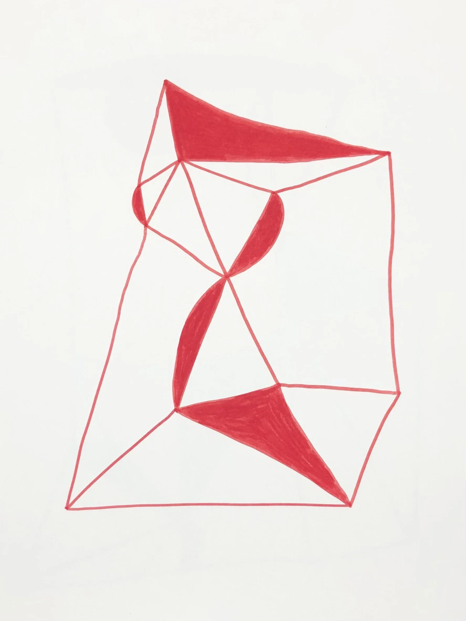original abstract red line drawing