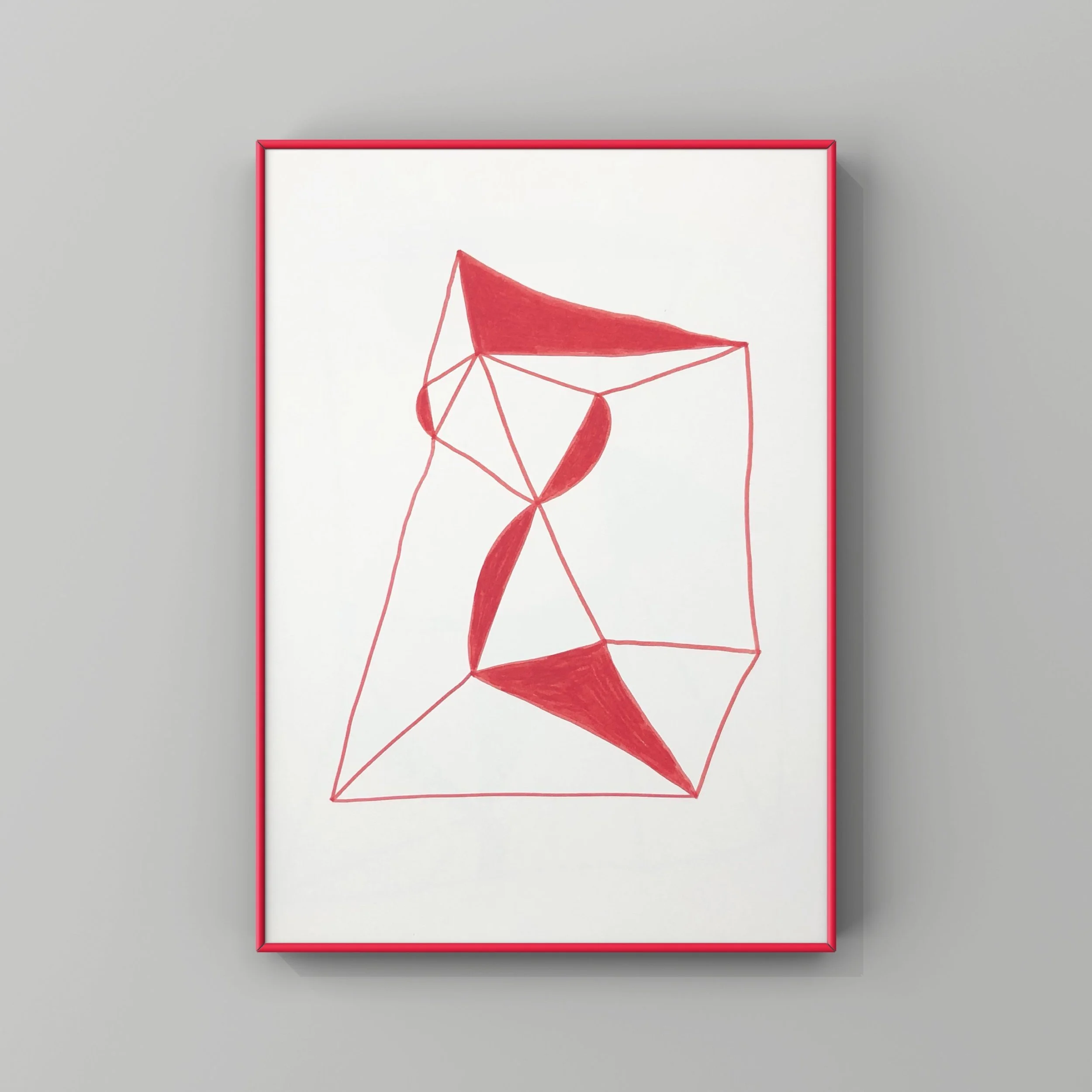 abstract red line drawing with red frame