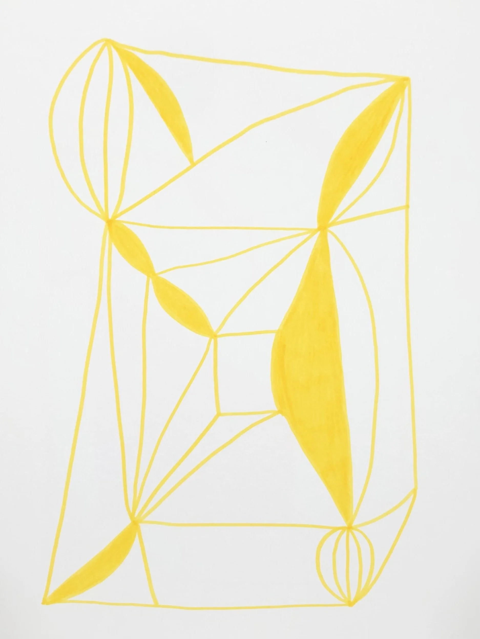 yellow abstract ink drawing on paper