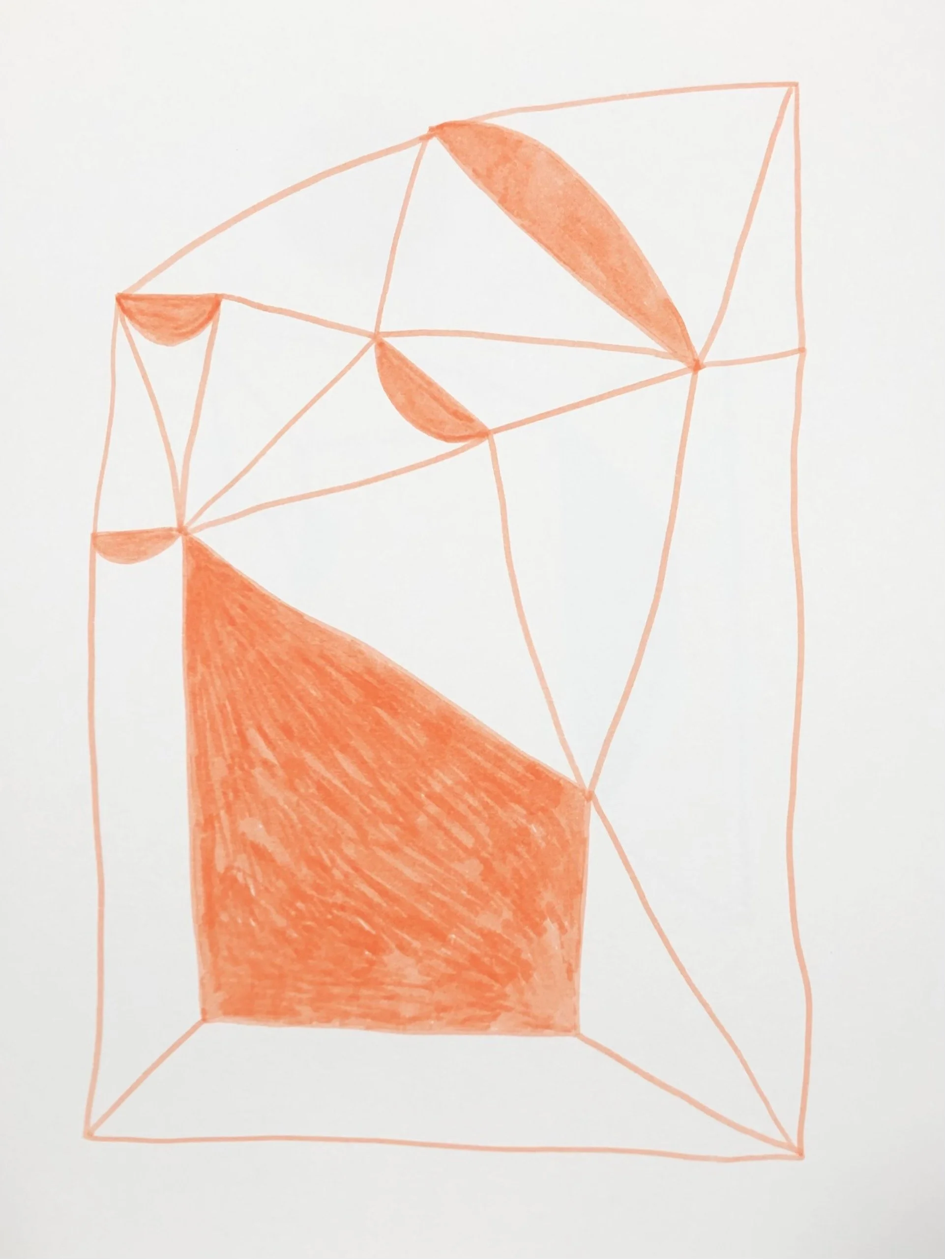 peach ink drawing on paper