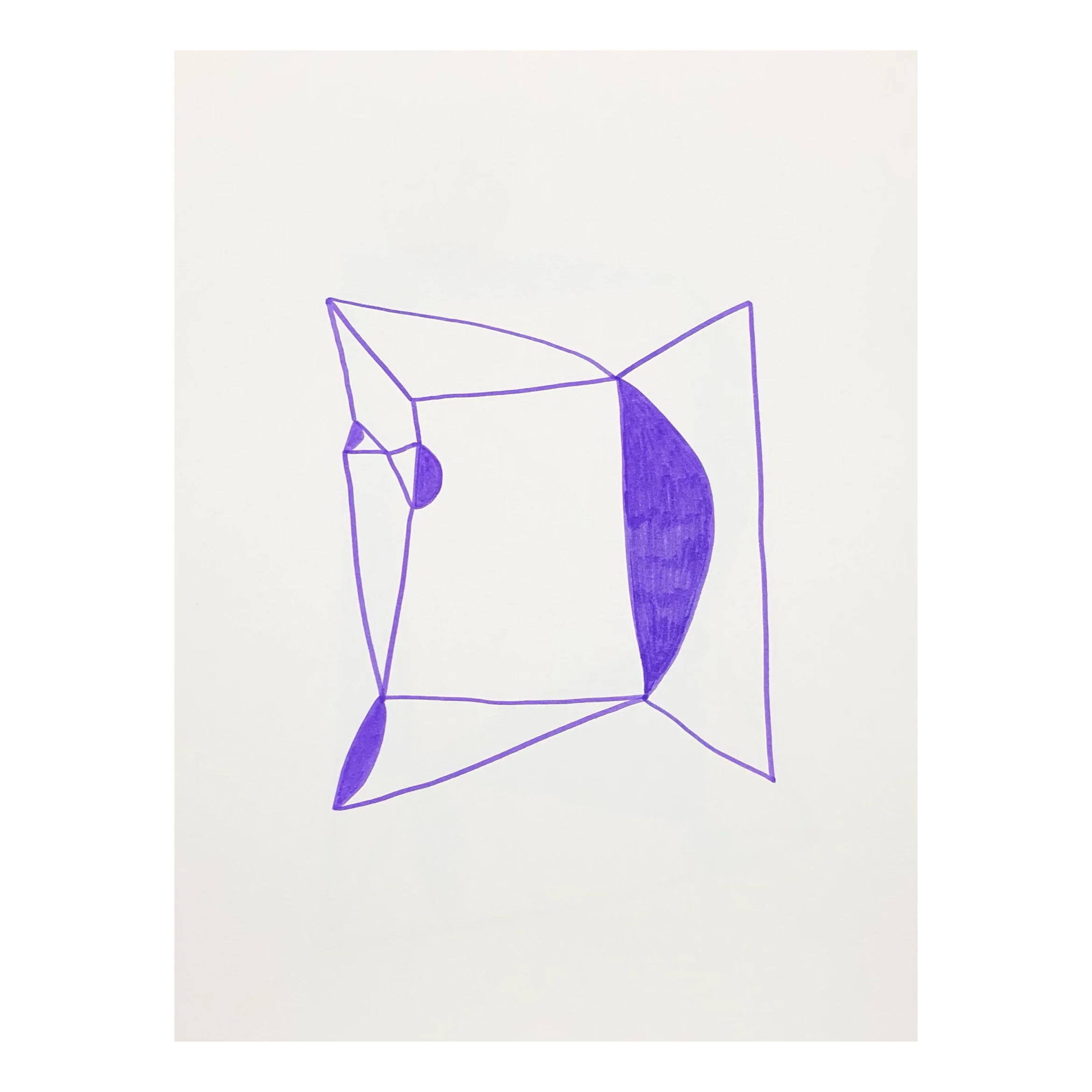 lavender abstract ink drawing on paper