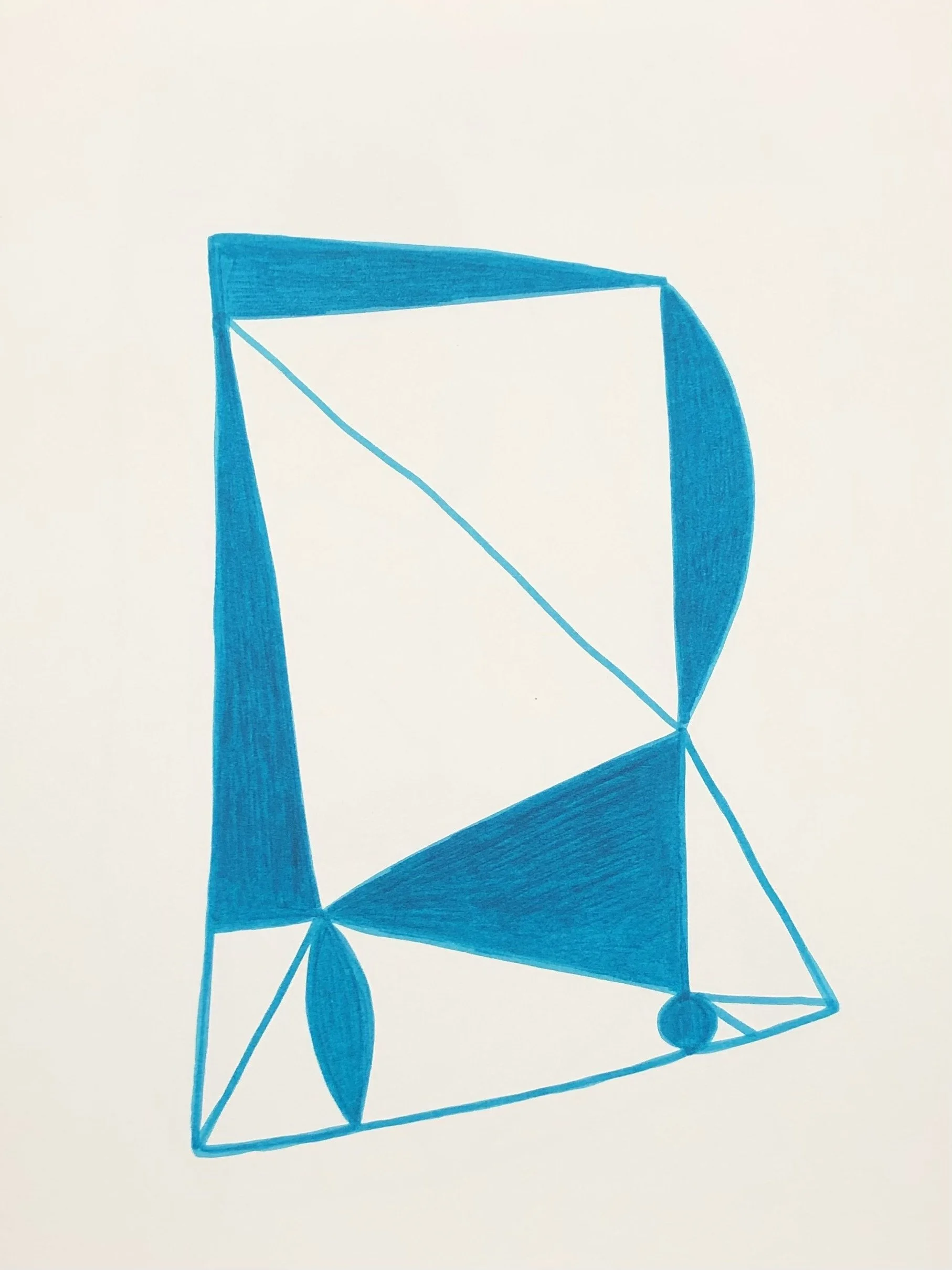 bright blue ink drawing on paper