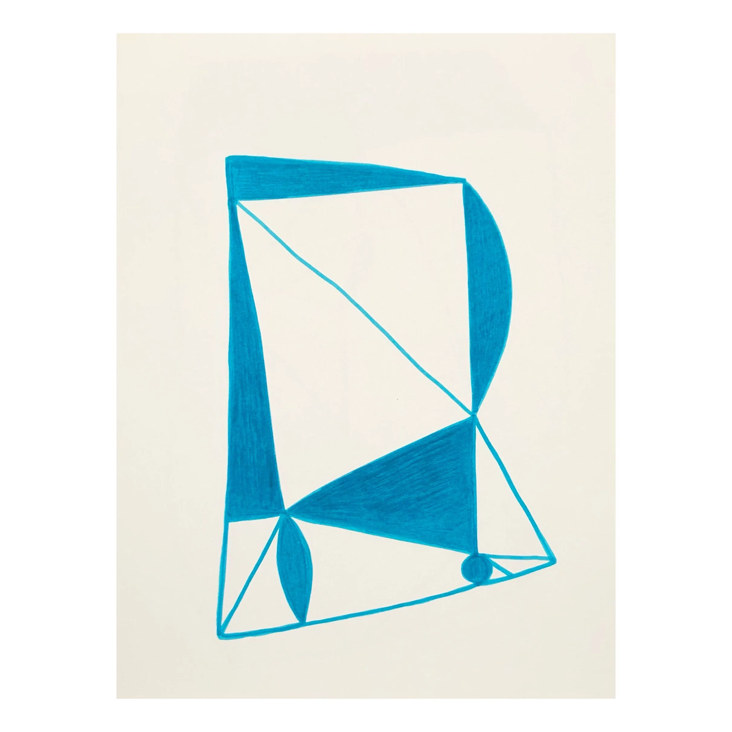 bright blue ink drawing on paper