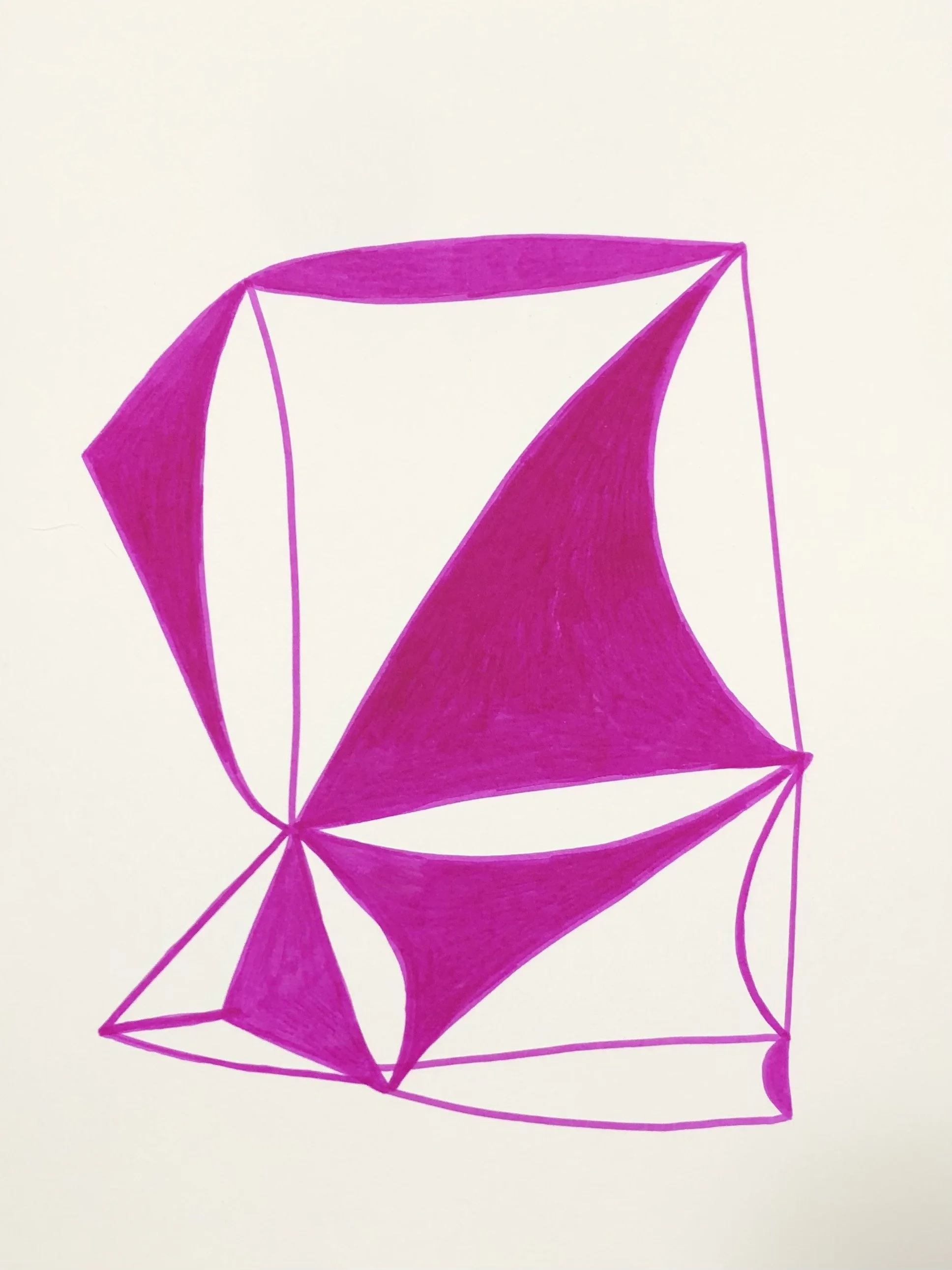 magenta ink drawing on paper