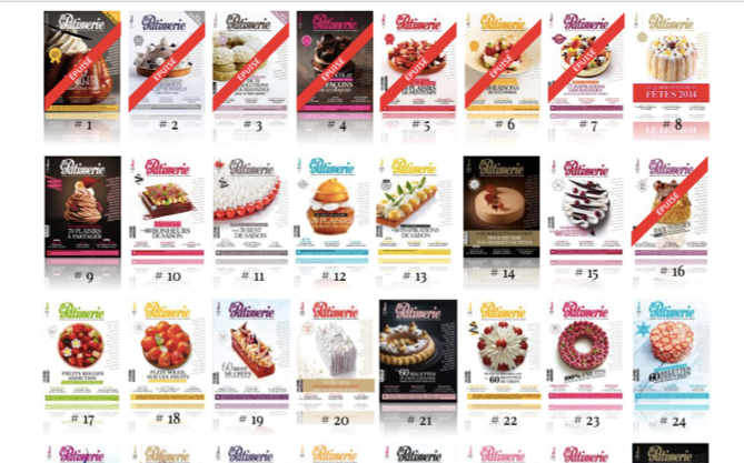 《 Fou de Pâtisserie 》雜誌以雙月刊形式發行至今已超過五年,好幾期的紙本雜誌因太受歡迎,目前已絕版。(圖片來源: Fou de Pâtisserie )