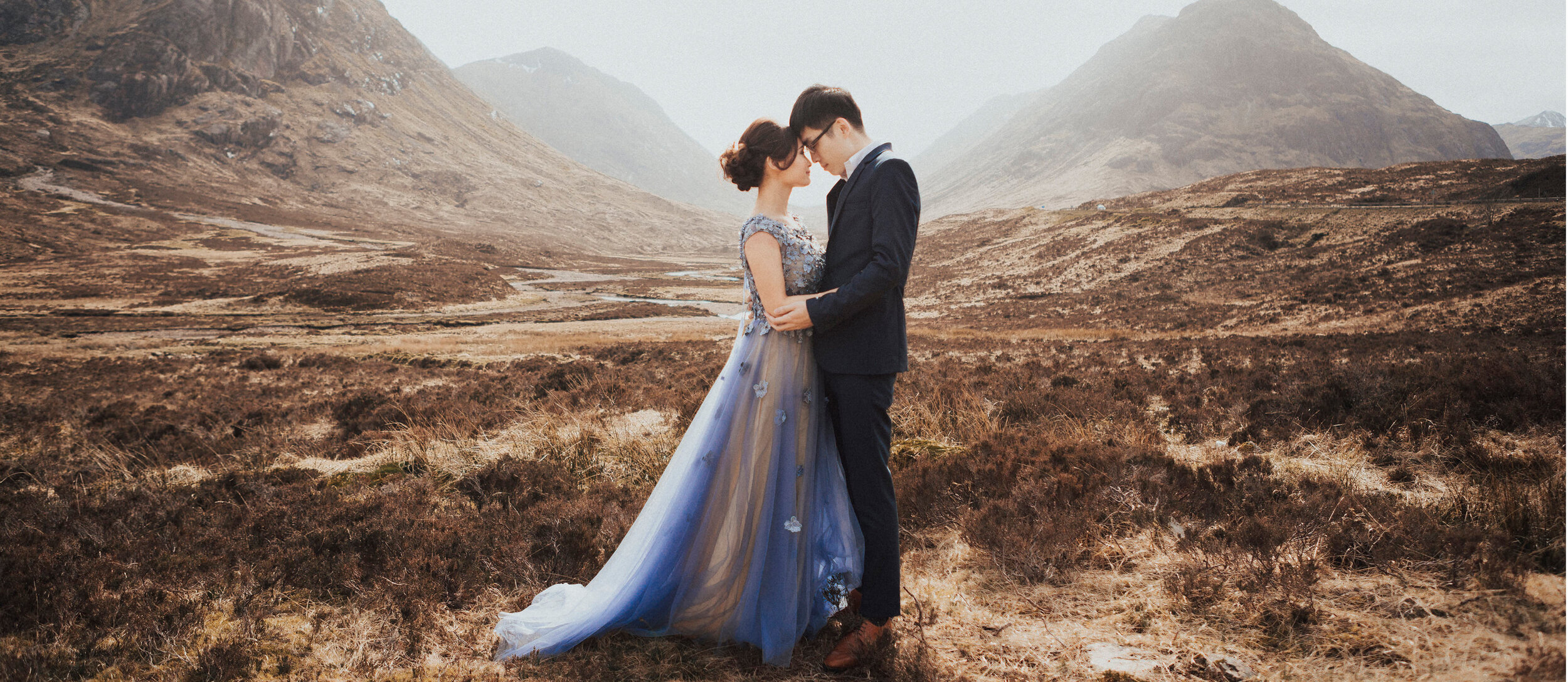 Engagement photograph of couple in Glencoe in the Scottish Highlands