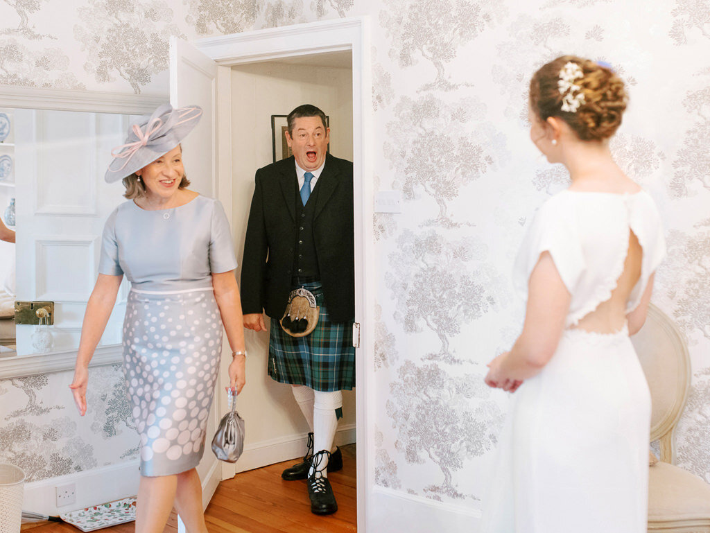 wedderlie house wedding scotland first look with dad