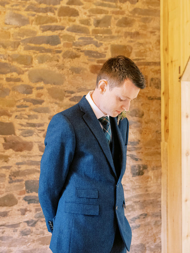 wedderlie house wedding scotland groom waiting at ceremony