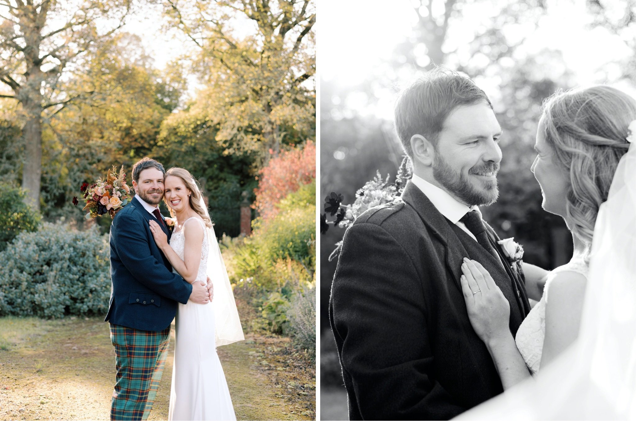 20_wedding photographer kirknewton house stables edinburgh autumn portrait of bride and groom_wedding photographer kirknewton house stables edinburgh groom looking at bride .jpg