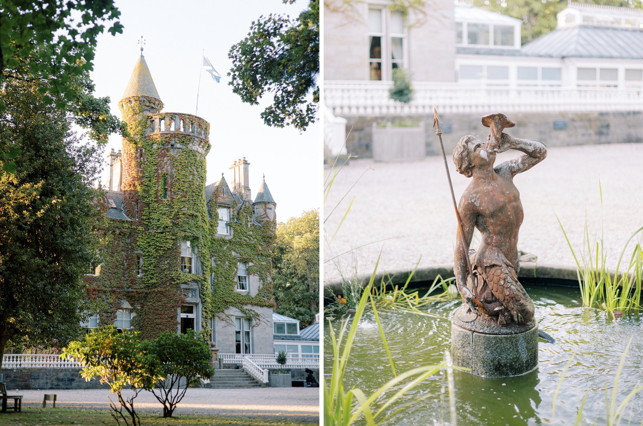 52_carlowrie castle edinburgh wedding photographer venue details_carlowrie castle edinburgh wedding photographer sunset view of the exterior of the venue.jpg