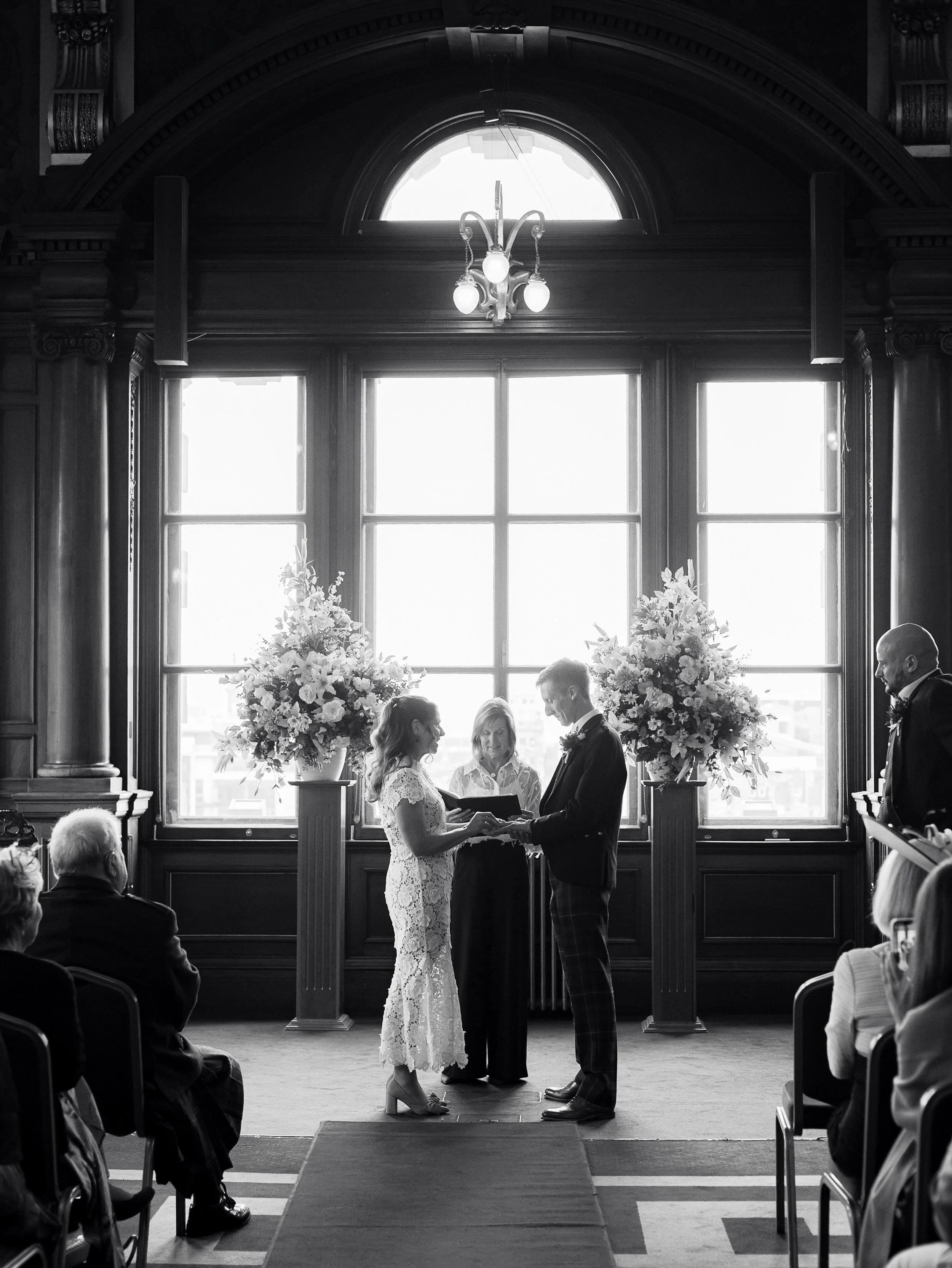bride and groom during their civil ceremony at edinburgh city chambers