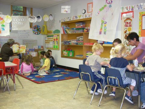 Each classroom is aranged to accomodate small group instruction