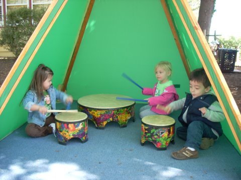 Drum play in the music garden.