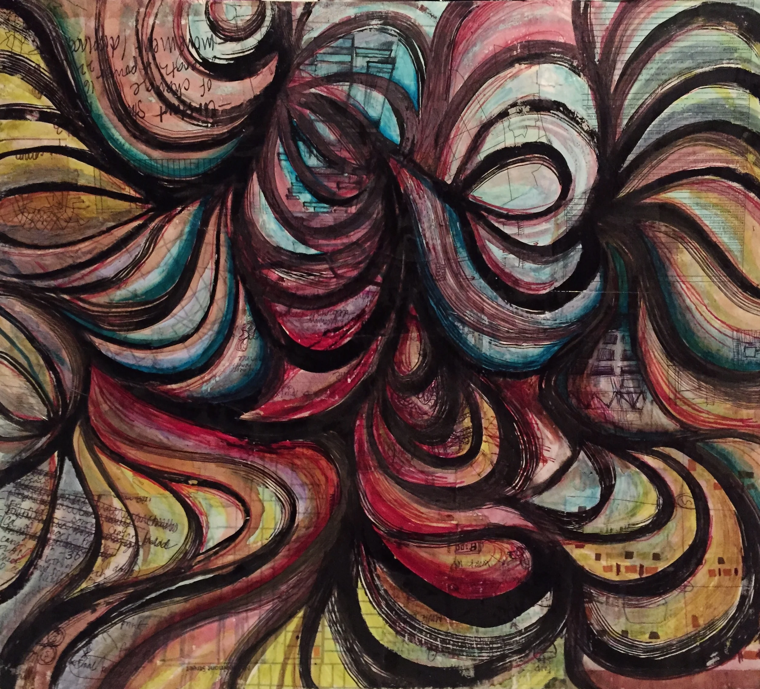   (SOLD) 24'' x 22'' mixed media on wood panel.  